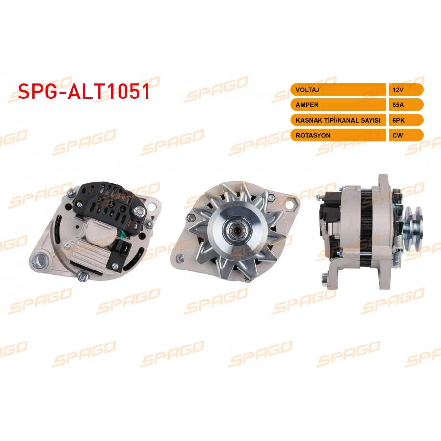 ALTERNATOR 12V 55A V-KANALLI TEK KASNAK (ALT480) FIAT 131