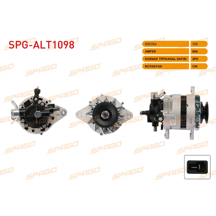 ALTERNATOR 12V 60A 2PK (ALT915) KIA SPORTAGE 96-02 - HI-BESTA 92-99 - BONGO 97-