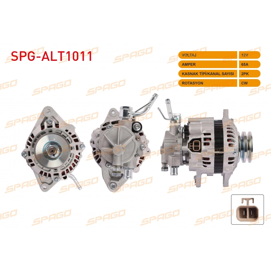 ALTERNATOR 12V 65A V-KANALLI CIFT KASNAK (ALT573) MITSUBISHI L300 2.5 D 87-04