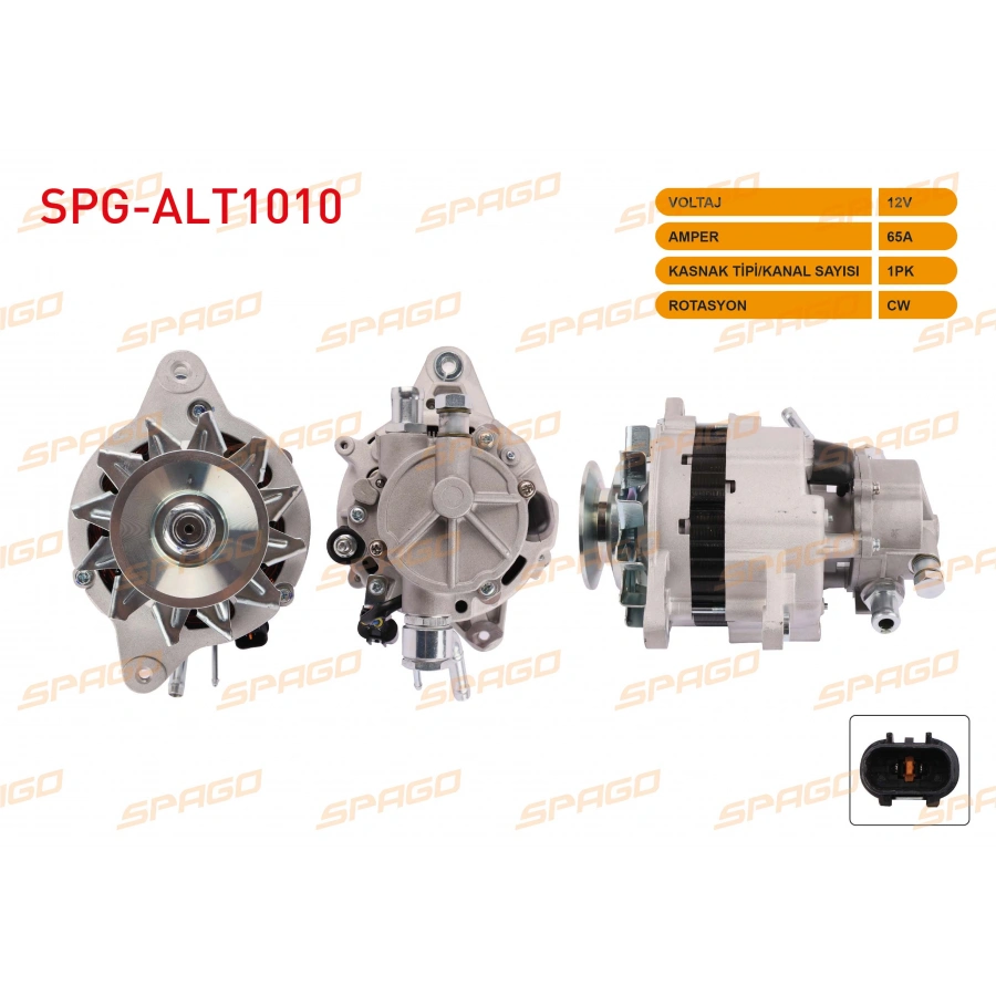 ALTERNATOR 12V 65A V-KANALLI TEK KASNAK (ALT500) H100 93-00 / L300 87-04 - PAJERO 89-90 (2.5 D ARACLAR ICIN)