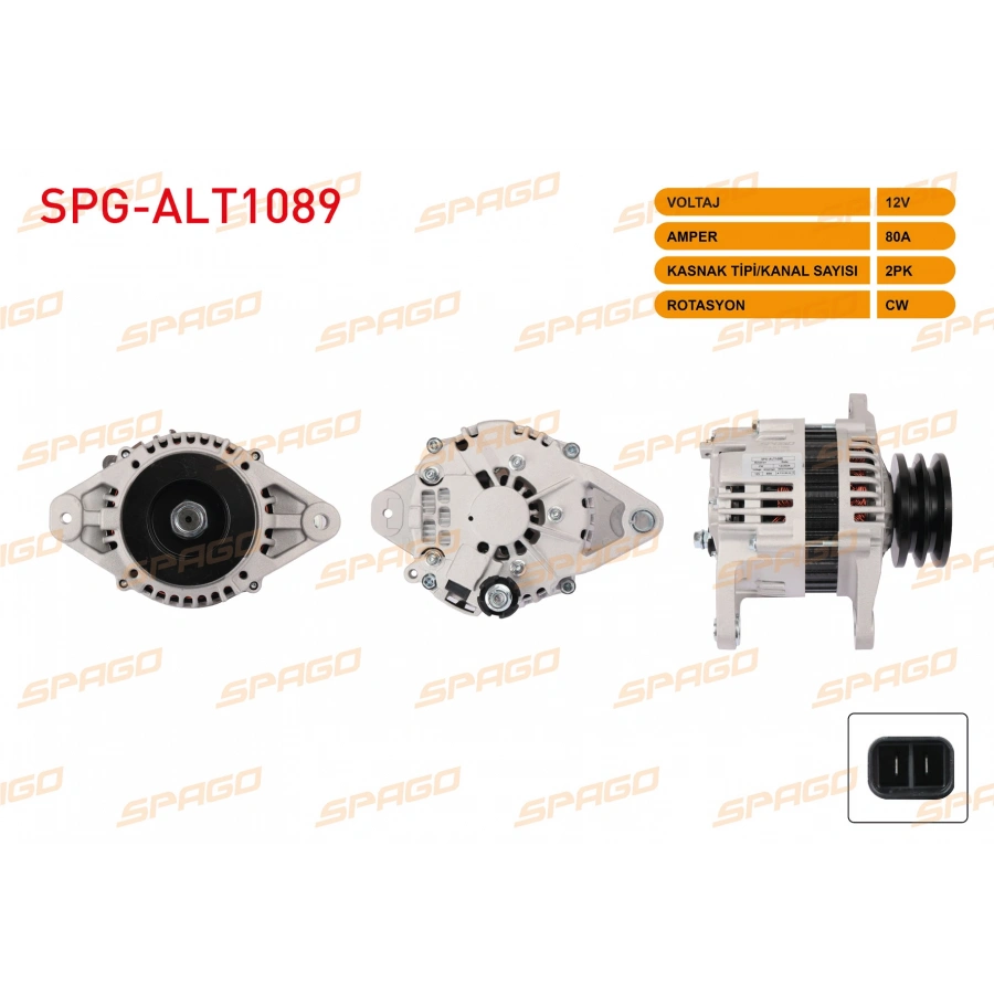 ALTERNATOR 12V 80A 2PK (ALT663) NAVARA 2.5 TD 05-08 - SKYSTAR 2.5 TD 98-03 - TERRANO II 2.7 TD 96- (L-S UCLU)
