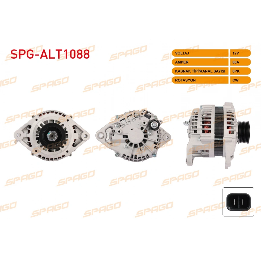 ALTERNATOR 12V 80A 6PK (ALT655) ALMERA 94-96 - PRIMERA 94-96 - PICK UP 2.5D 2.7D 98- (L-S UCLU)
