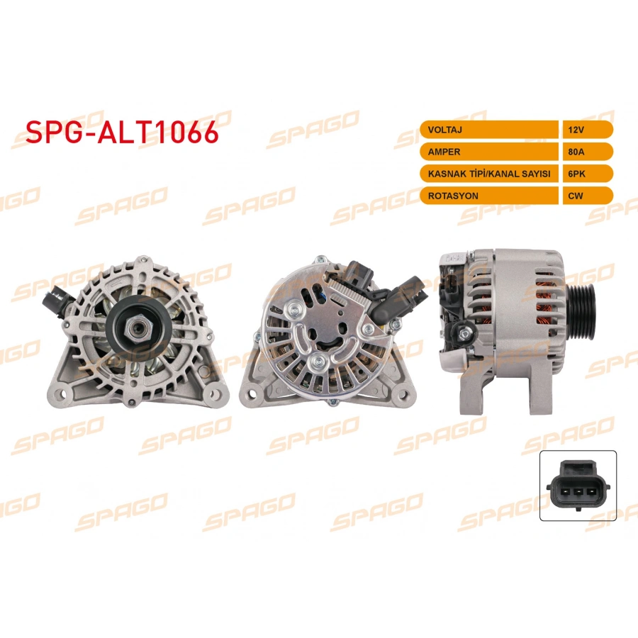 ALTERNATOR 12V 80A 6PK (ALT9854) FIESTA 01-10 - FUSION 02-12 (1.4 TDCI ARACLAR ICIN)