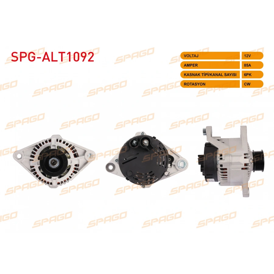 ALTERNATOR 12V 85A 6PK (ALT462) SIENA 99-03 - PALIO 98-03 - MAREA 96-02 - BRAVO 96-01 (BENZINLI ARACLAR ICIN)