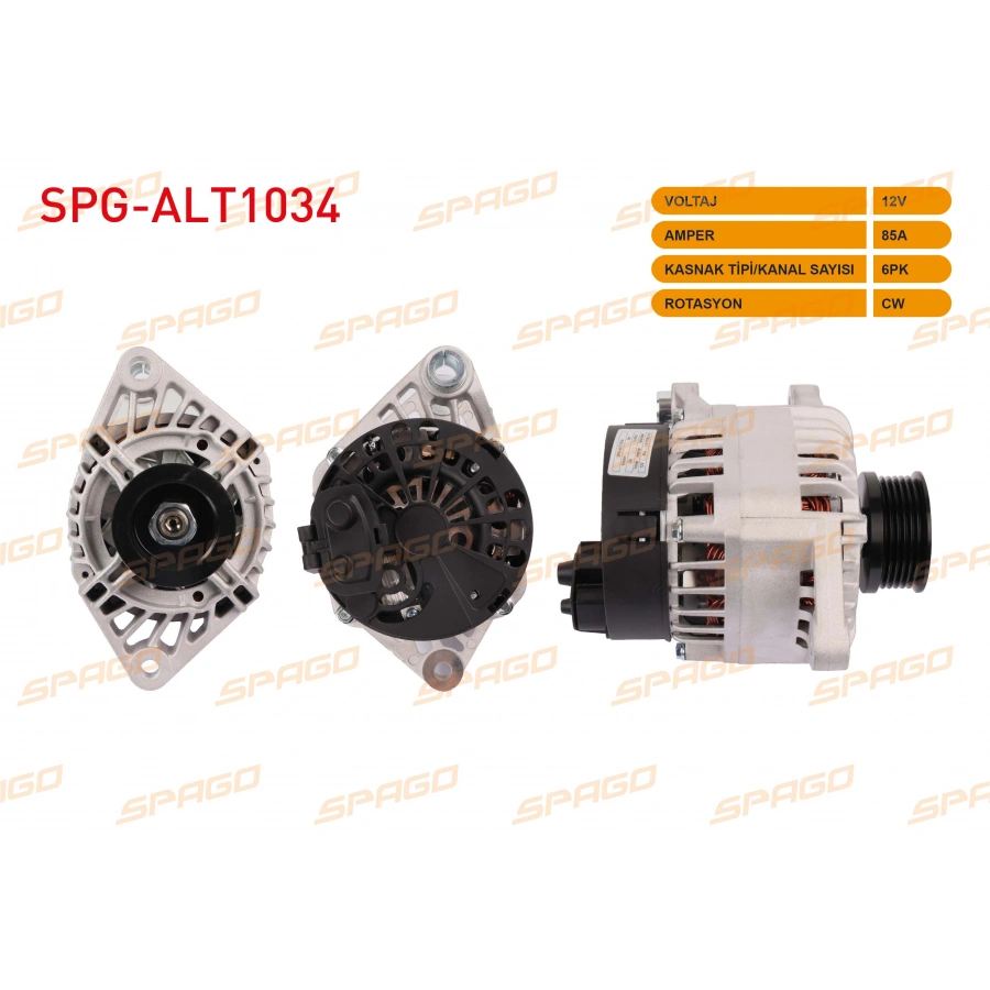 ALTERNATOR 12V 85A 6PK (ALT473) DOBLO - STRADA - STILO - BRAVO (1.9 DIZEL ARACLAR ICIN)