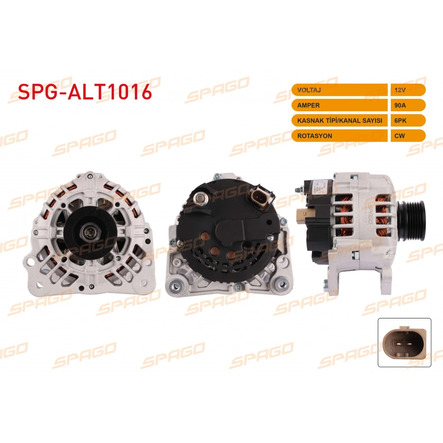 ALTERNATOR 12V 90A 6PK (ALT275) GOLF IV 97-05 - POLO 95-09 / AUDI A3 96-03 (BENZINLI VE 1.9 TDI ARACLAR ICIN)