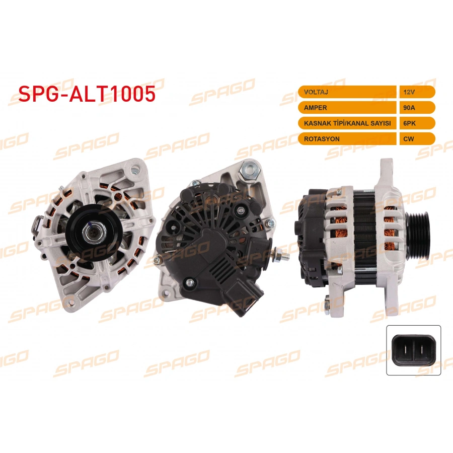 ALTERNATOR 12V 90A 6PK (ALT8912) ACCENT 10-18 - i20 08-15 - i30 08-12 / CEED 06-12 - CERATO 04-13 (BENZINLI ARACLAR ICIN)
