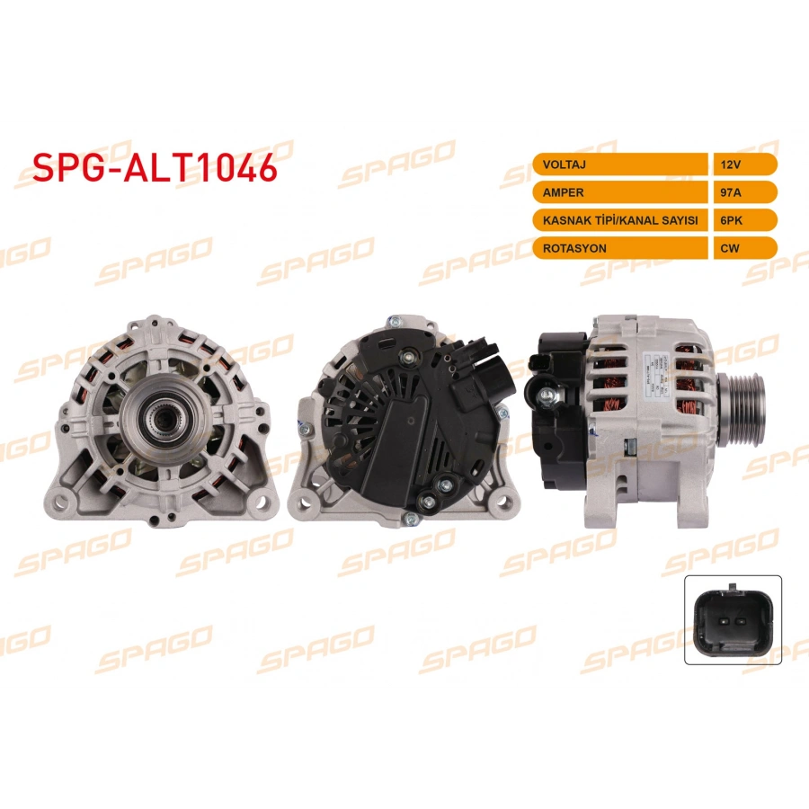 ALTERNATOR 12V 97A 6PK DUCATO 01-06 / BOXER 01-06 / JUMPER 01-06 (2.0 2.2 DIZEL ARACLAR ICIN)
