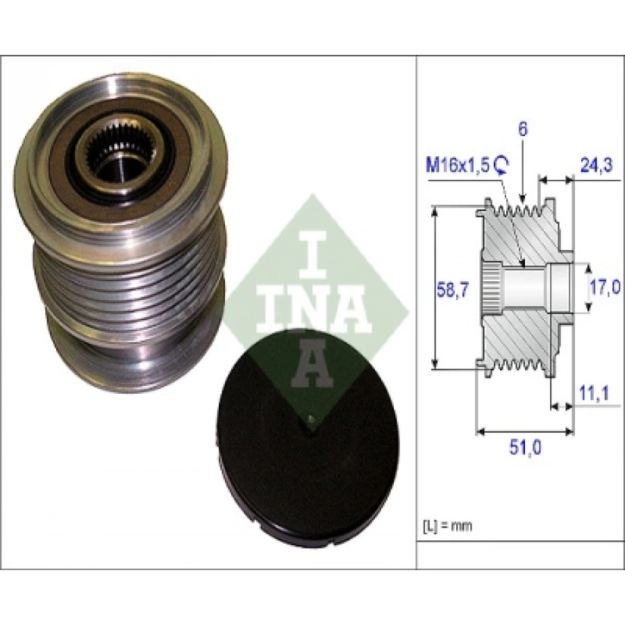 ALTERNATÖR KASNAGI (51 mm /17 mm / 63 mm ) 6 KABURGA/31285489 VOLVO S60/LAND ROVER 2,0 T 10-