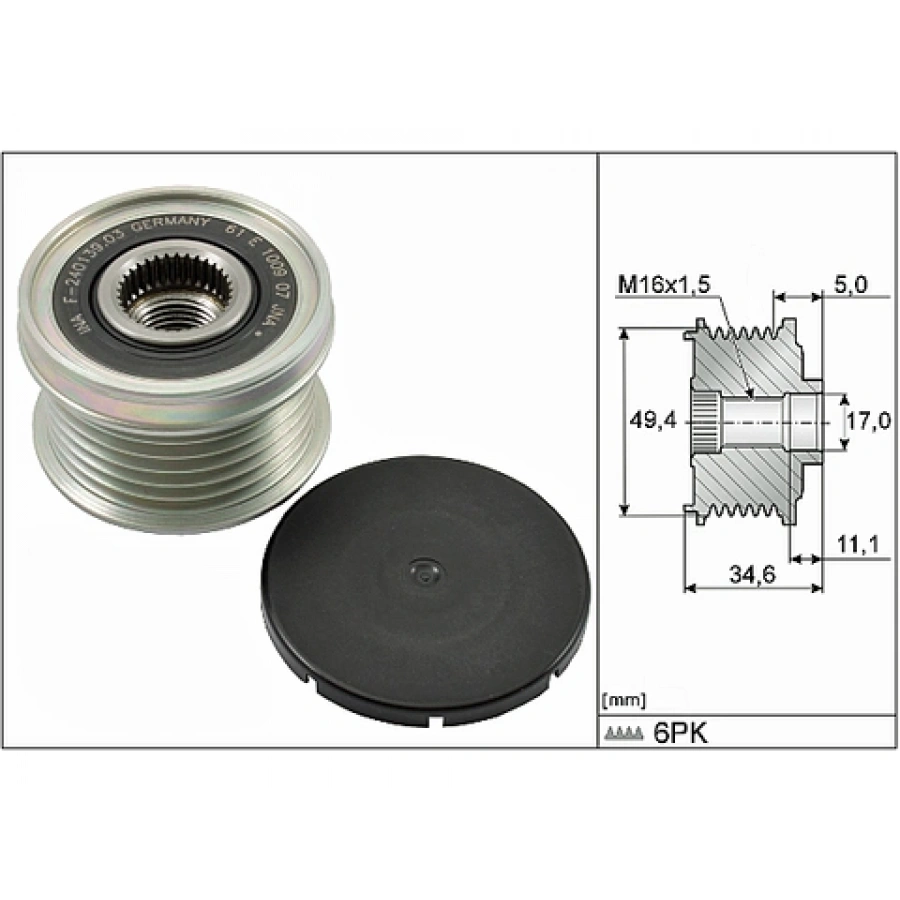 ALTERNATÖR KASNAGI RULMANLI GOLF5-JETTA-PASSAT-POLO-A3-LEON BSE-BLF-BLG-CAXA-CAVA-CBZB-CBZC 1,2 TSI-1,4 TSI-1,6-1,6 FSI 04-