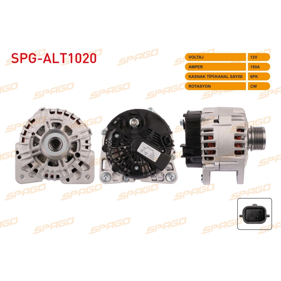 ALTERNATOR (V TIPI) 12V 150A 6PK (ALT8708) CLIO III IV - MEGANE III IV - FLUENCE - KANGOO (1.5 dCi ARACLAR ICIN)