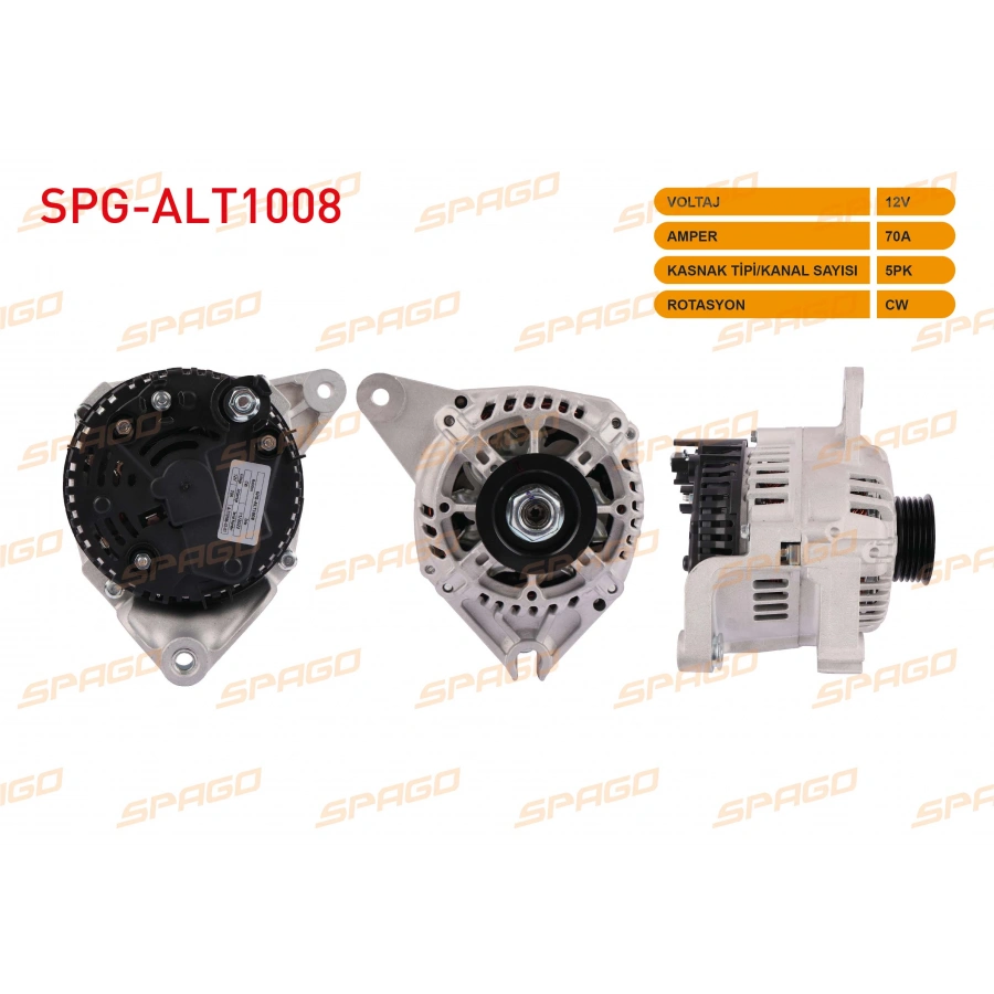 ALTERNATOR (V TIPI) 12V 70A 5PK (ALT860) CITROEN SAXO 1.5 D 96-04