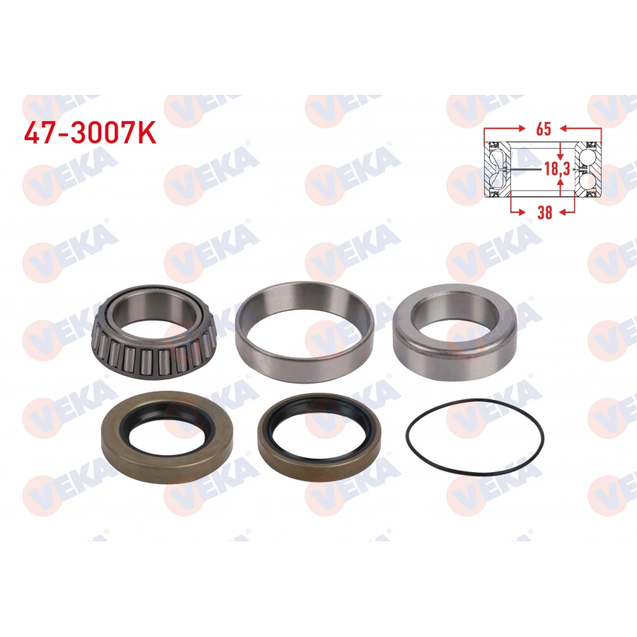 ARKA TEKERLEK RULMAN KITI SOL-SAG 65X38X18,3 MITSUBISHI L300 1.6 1986-2004 / 2.4 1990-2004 / 2.5 D 1986-1994