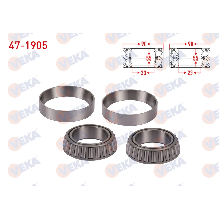 ARKA TEKERLEK RULMANI IKILI SOL-SAG 55X90X23 FORD TRANSIT (V184) 2000-2006 / TRANSIT (V347) 2006-2014