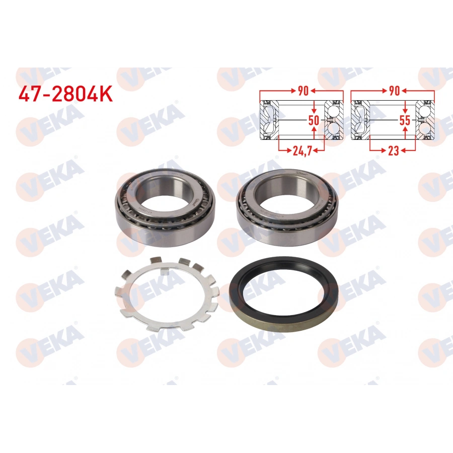 ARKA TEKERLEK RULMANI SOL-SAG 24,75X90X50/23X90X55 MERCEDES SPRINTER 4T (904) 1995-2006 / VOLKSWAGEN LT 28-45 2000-2006