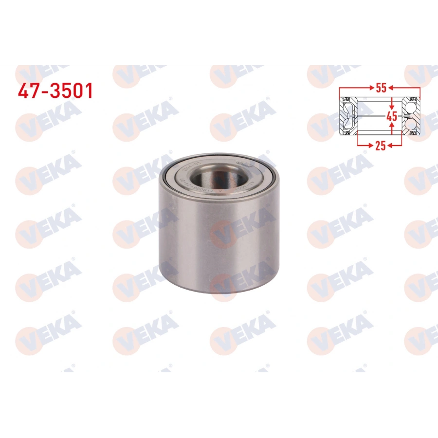 ARKA TEKERLEK RULMANI SOL-SAG 25X55X45 RENAULT CLIO III 1.5 DCI - 1.4i 16v - 1.6i 16v 2005-2012 / MEGANE II 1.5 DCI - 1.6i 16v - 1.4i 16v 2002-2008 / MODUS 1.5 DCI - 1.6 2004-