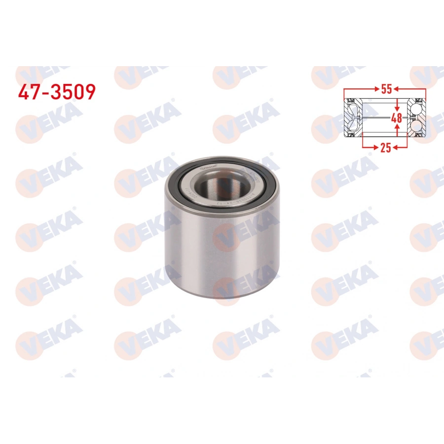 ARKA TEKERLEK RULMANI SOL-SAG 25X55X48 RENAULT FLUENCE 1.5 DCI 2009- / MEGANE II 1.5 DCI - 1.6 16v 2002-2008 / SCENIC II 1.5 DCI - 1.6i 16v 2003-2009