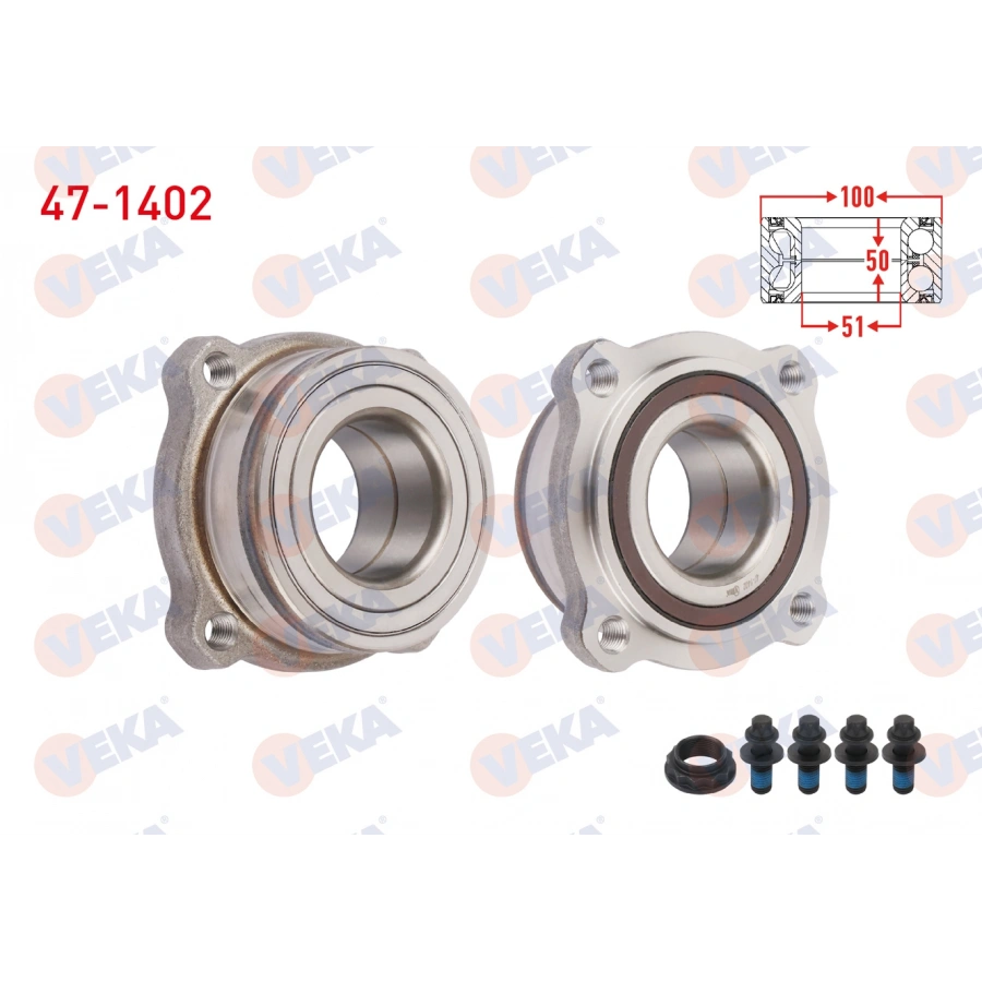 ARKA TEKERLEK RULMANI SOL-SAG ABS OKUYUCULU 4 BJN 51X100X50 BMW X5 (E70) 3.0 D -4.0 D 2007-2012/ X5 (F15) 2.5 D 2014-/ X6 (E71) 3.0 D-3.5 D-4.0 D 2008-2014/ X6 (F16) 4.0 D 2014-