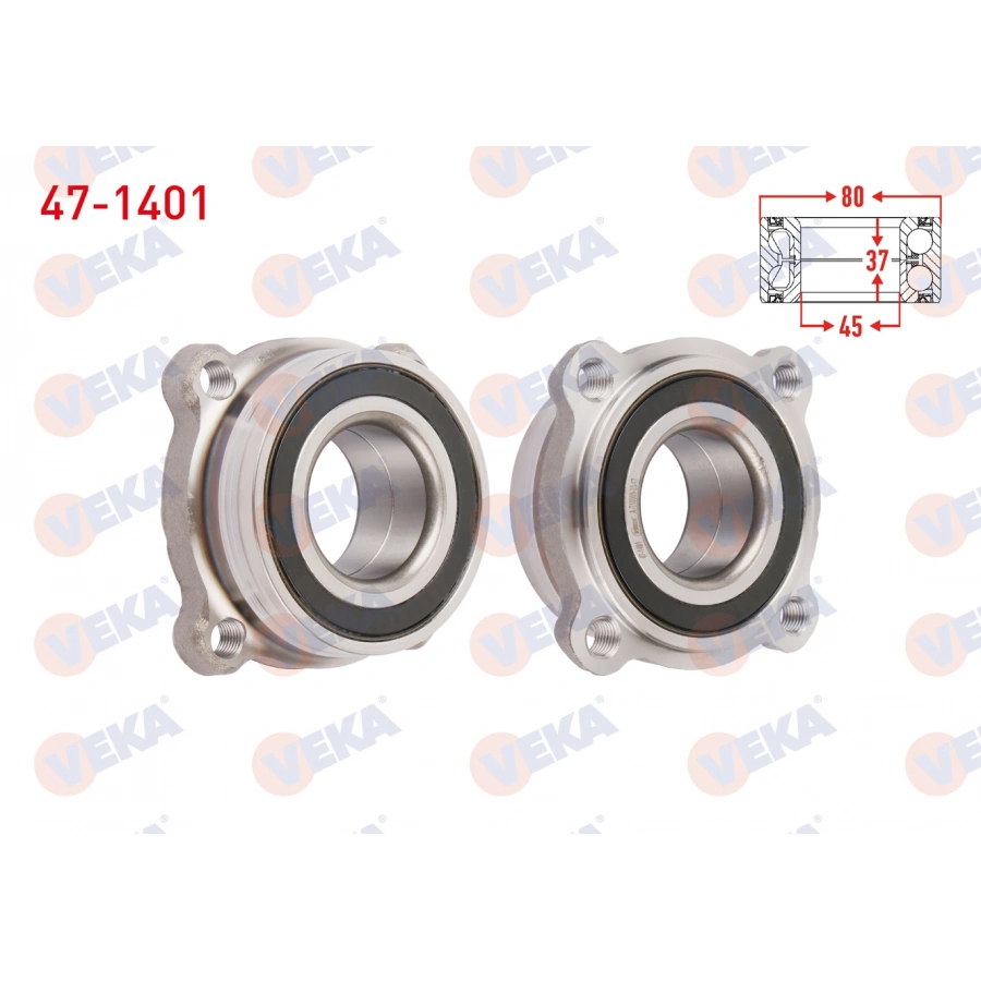 ARKA TEKERLEK RULMANI SOL-SAG ABS OKUYUCUYU 4 BJN 45X80X37 BMW X5 (E53) 3.0 D -4.4i -3.0i 2000-2007/ 6 SERISI (E63) 645 Ci 2004-/ 7 SERISI (E65) 730 D - 730i - 735 Li 2001-2009