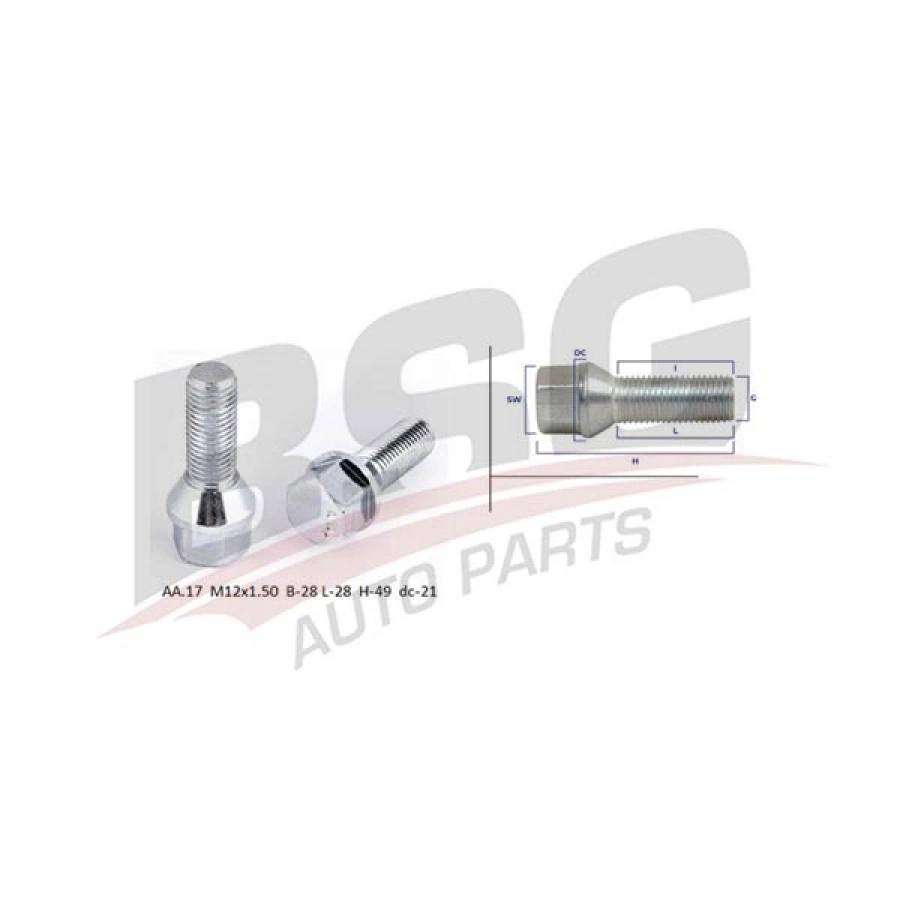 BIJON SAPLAMASI ÇELIK JANT BIJON UNIVERSAL-(AA.17 M12X1.50 B-28 L-28 H-49 DC-21) UNIVERSAL UNIVERSAL UNIVERSAL