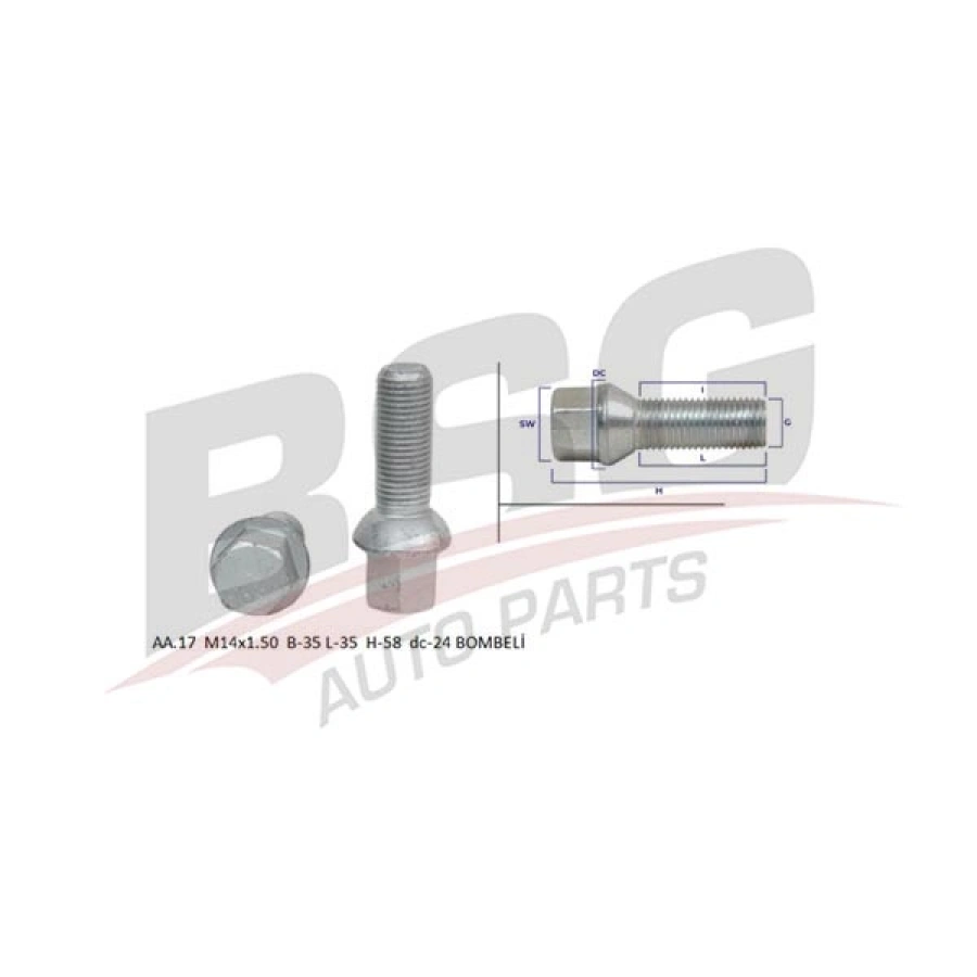 BIJON SAPLAMASI ÇELIK JANT BIJON UZUN UNIVERSAL-(AA.17 M14X1.50 B-35 L-35 H-58 DC-24 BOMBE UNIVERSAL UNIVERSAL UNIVERSAL