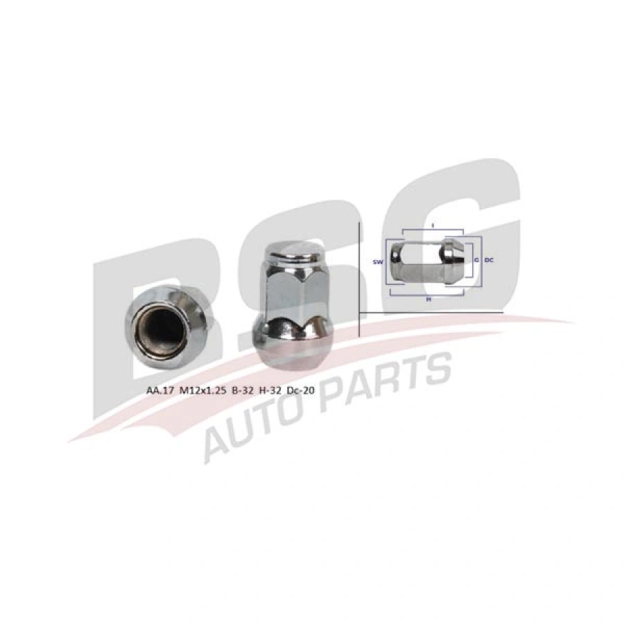 BIJON SAPLAMASI ÇELIK JANT SOMUNU KAPALI -(AA.17 M12X1.25 B-32 H-32 DC-20) UNIVERSAL UNIVERSAL UNIVERSAL