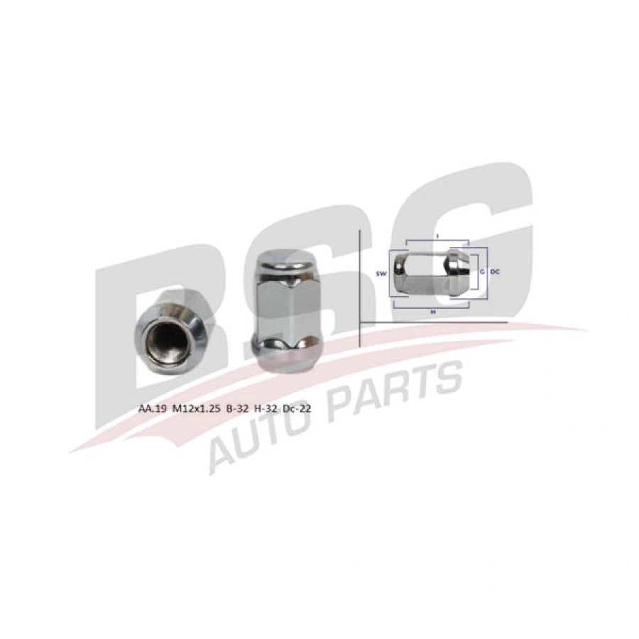 BIJON SAPLAMASI ÇELIK JANT SOMUNU KAPALI -(AA.19 M12X1.25 B-32 H-32 DC-22) UNIVERSAL UNIVERSAL UNIVERSAL