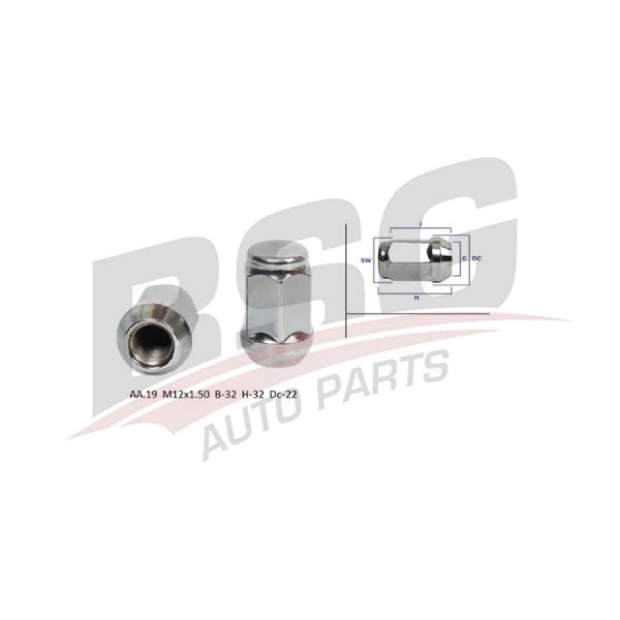 BIJON SAPLAMASI ÇELIK JANT SOMUNU KAPALI -(AA.19 M12X1.50 B-32 H-32 DC-22) UNIVERSAL UNIVERSAL UNIVERSAL