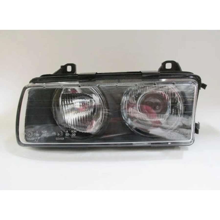 BMW 3 SERI- E36- SD/COUPE- 91/98; FAR LAMBASI SOL MAN/ELK (ÇİZGİLİ CAM) MERCEKLİ SİYAH 4FİŞLİ(DJ