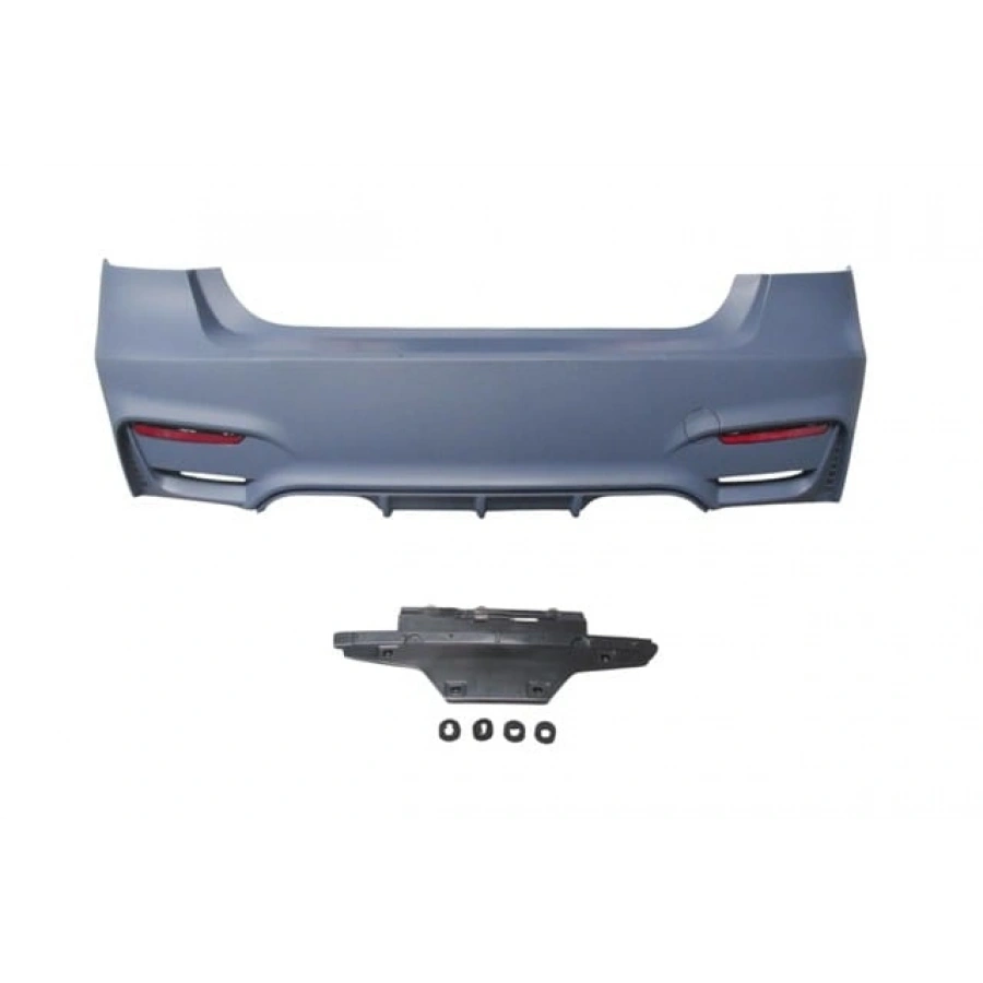 BMW 3 SERI- F30- 12/18; ARKA TAMPON ASTARLI(SENSÖR YUVALI/REFLEKTÖRLÜ/KARLIKLI/ÇİFT EGZOS DELİKLİ)