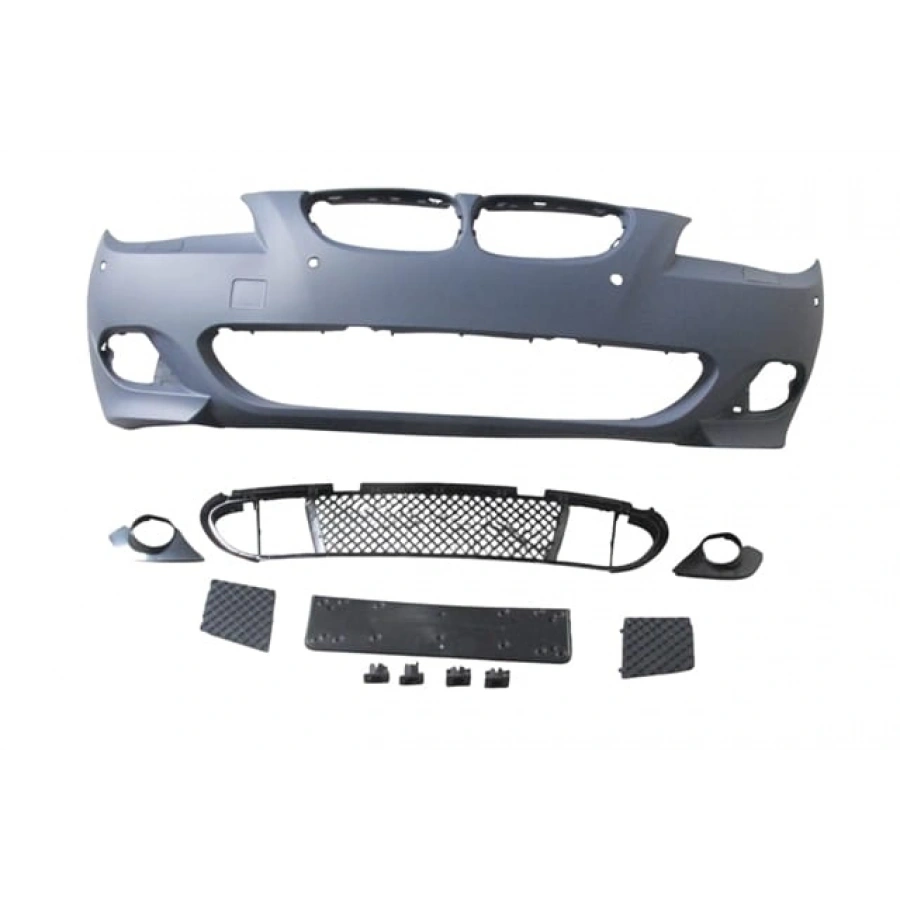 BMW 5 SERI- E60- 04/07; ÖN TAMPON (IZGARALI//PLAKA PLAST.)SEN.DELİKLİ 24MM/F.YIK.LI) (M-TECH) ASTARL