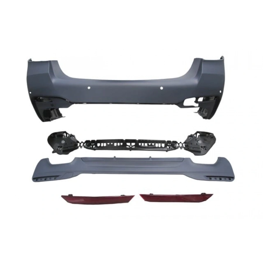 BMW 5 SERI- G30- 20/22; ARKA TAMPON (KARLIKLI/REFLEKTÖRLÜ/BRAKETLİ/ÇEKİ KAPAKLI/SENSÖRLÜ) (M-TECH)