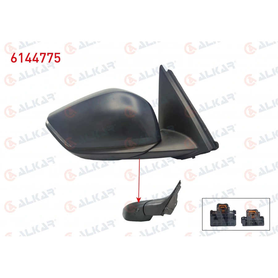 DIS DIKIZ AYNASI SAG ELEKTRIKLI ISITMALI ASTARLI OTOMATIK KATLANIR SINYALLI SENSORLU ALT AYDINLATMALI CITROEN 12 PIN C4 III 2020- (A1)