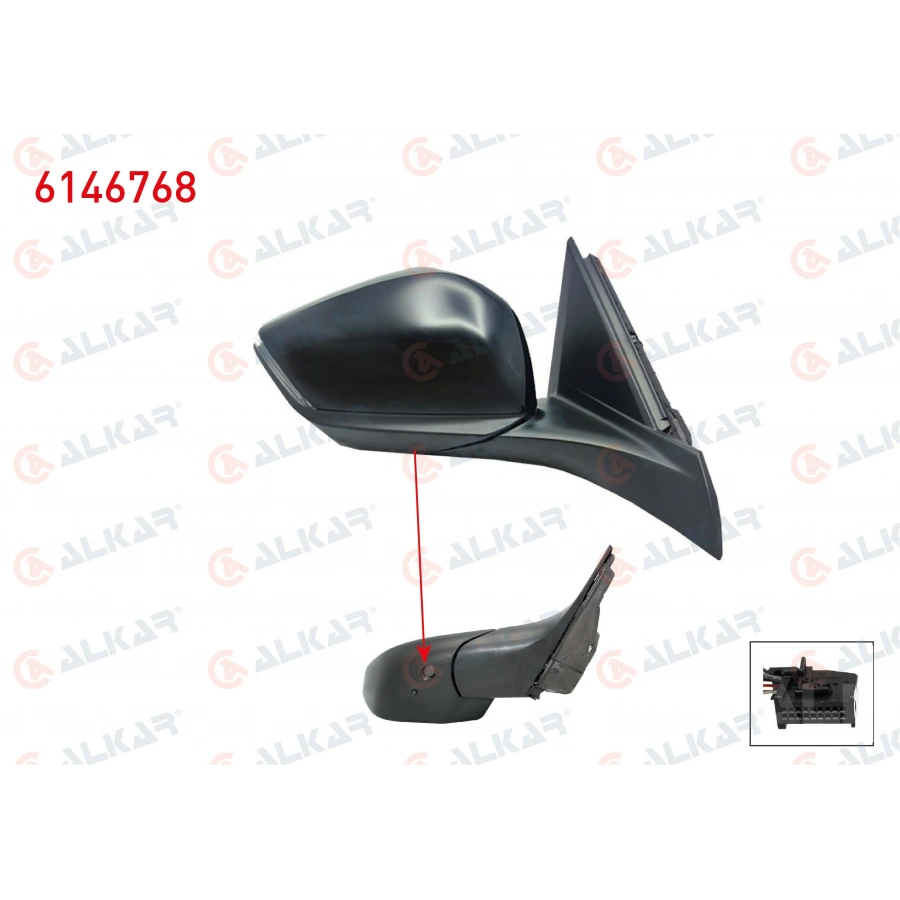 DIS DIKIZ AYNASI SAG ELEKTRIKLI ISITMALI OTOMATIK KATLANIR SINYALLI SENSORLU ALT AYDINLATMALI KOR NOKTALI 12 PIN OPEL ASTRA L 2021- / PEUGEOT 308 III / 308 SW III 2021- /408 II 2022-