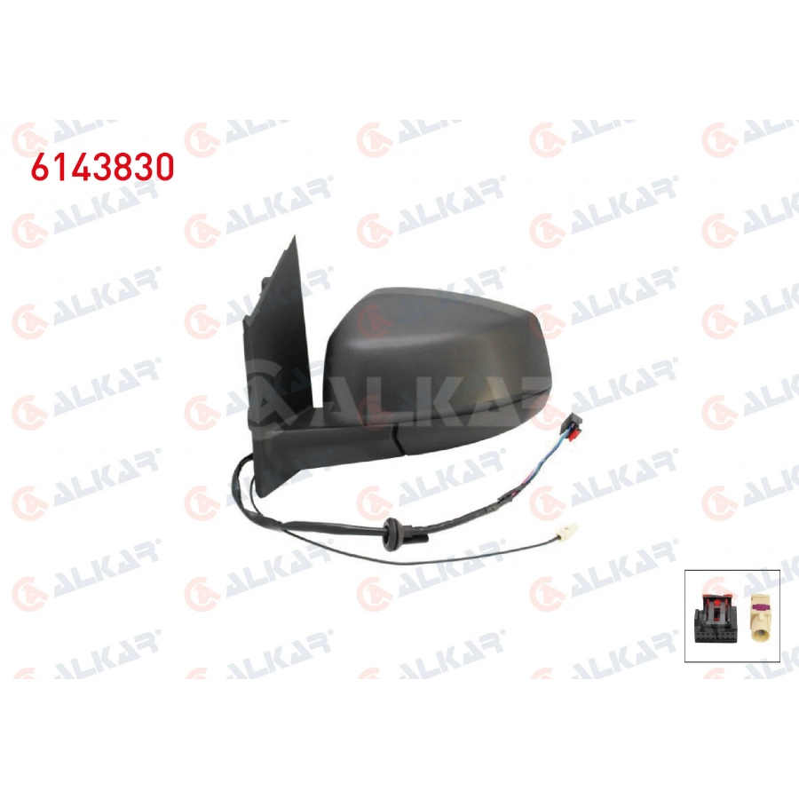 DIS DIKIZ AYNASI SAG ELEKTRIKLI ISITMALI OTOMATIK KATLANIR KOR NOKTALI ANTENLI PARLAK SIYAH 7+2 PIN FORD TOURNEO CONNECT 2022- / VOLKSWAGEN CADDY V 2020-