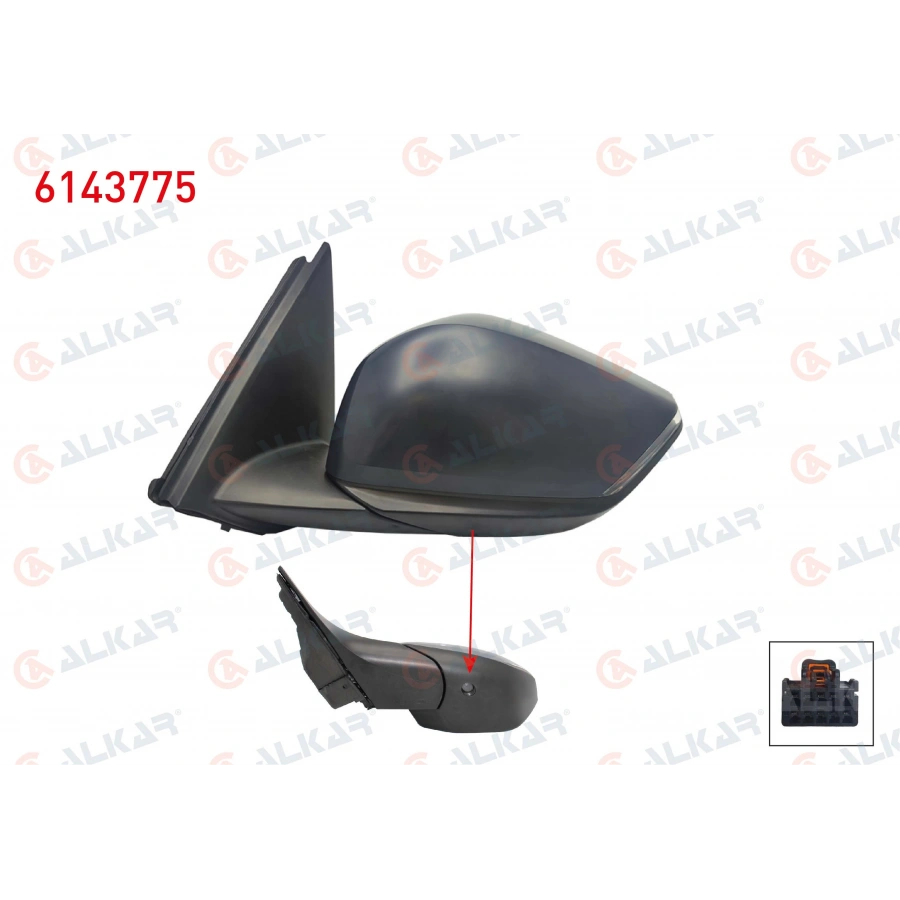 DIS DIKIZ AYNASI SOL ELEKTRIKLI ISITMALI ASTARLI OTOMATIK KATLANIR SINYALLI ALT AYDINLATMALI 10 PIN CITROEN C4 III 2020- (A1)