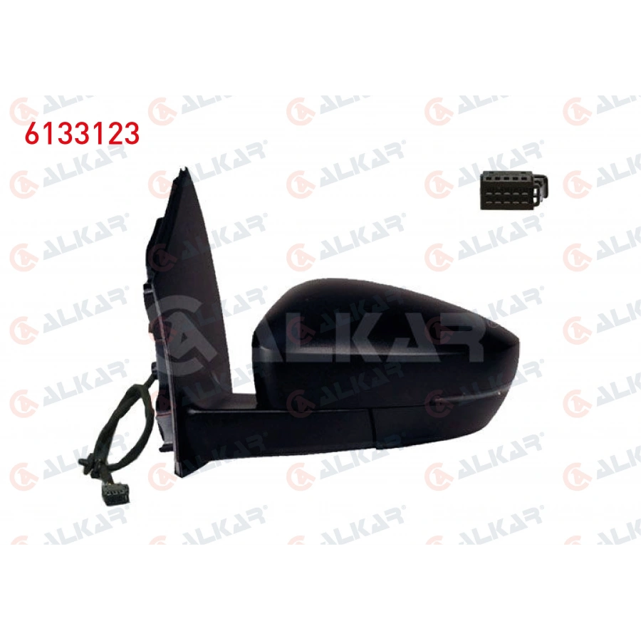 DIS DIKIZ AYNASI SOL MEKANIK ASFERIK SINYALLI DIKDORTGEN SOKETLI 2 PIN VOLKSWAGEN POLO (6R1, 6C1) 2010- (A1)