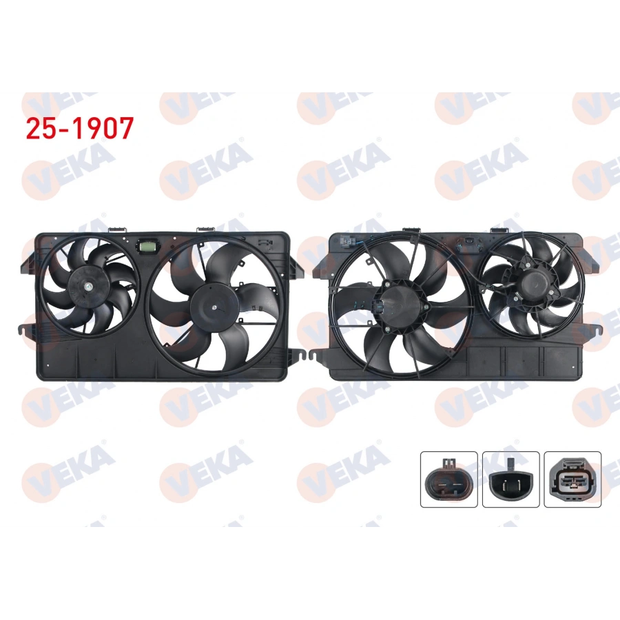 FAN MOTORU DAVLUMBAZLI CIFTLI(385MM+192W+4FS+8KNT) FORD TRANSIT CONNECT 1.8 TDCI AC+ 2002 >