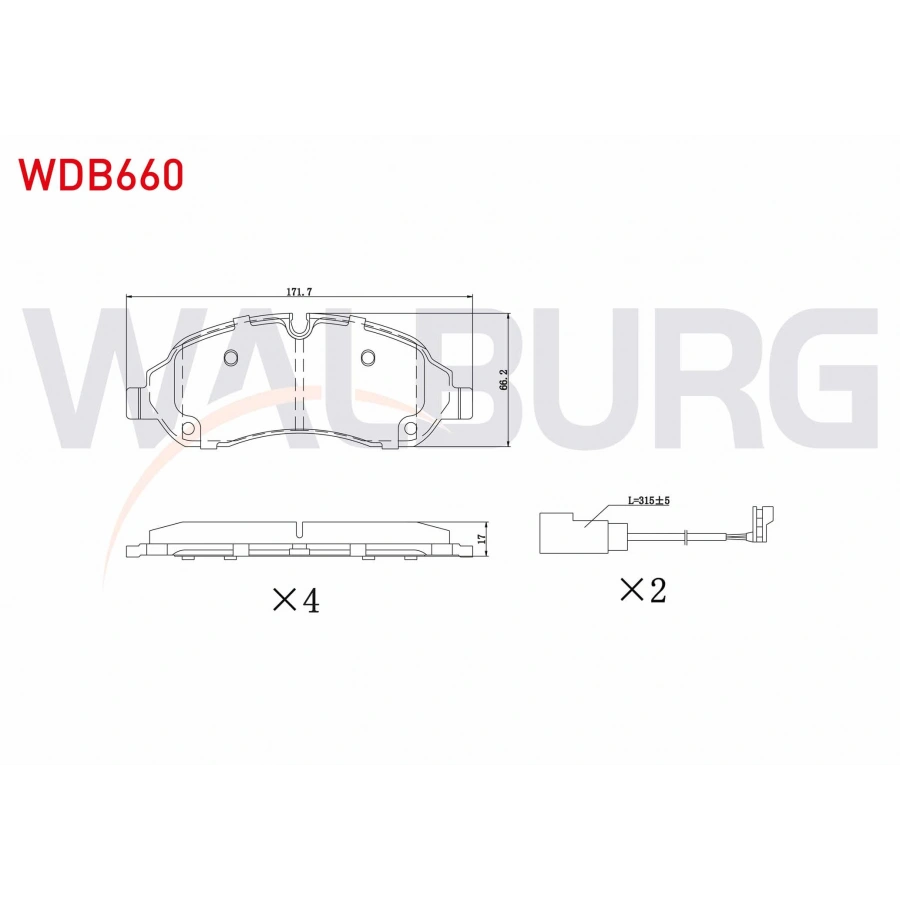 FREN BALATA FISLI ON FORD TRANSIT (V363, V710) (CIFT TEKER) 2.2 TDCI 17.00mm 2014-
