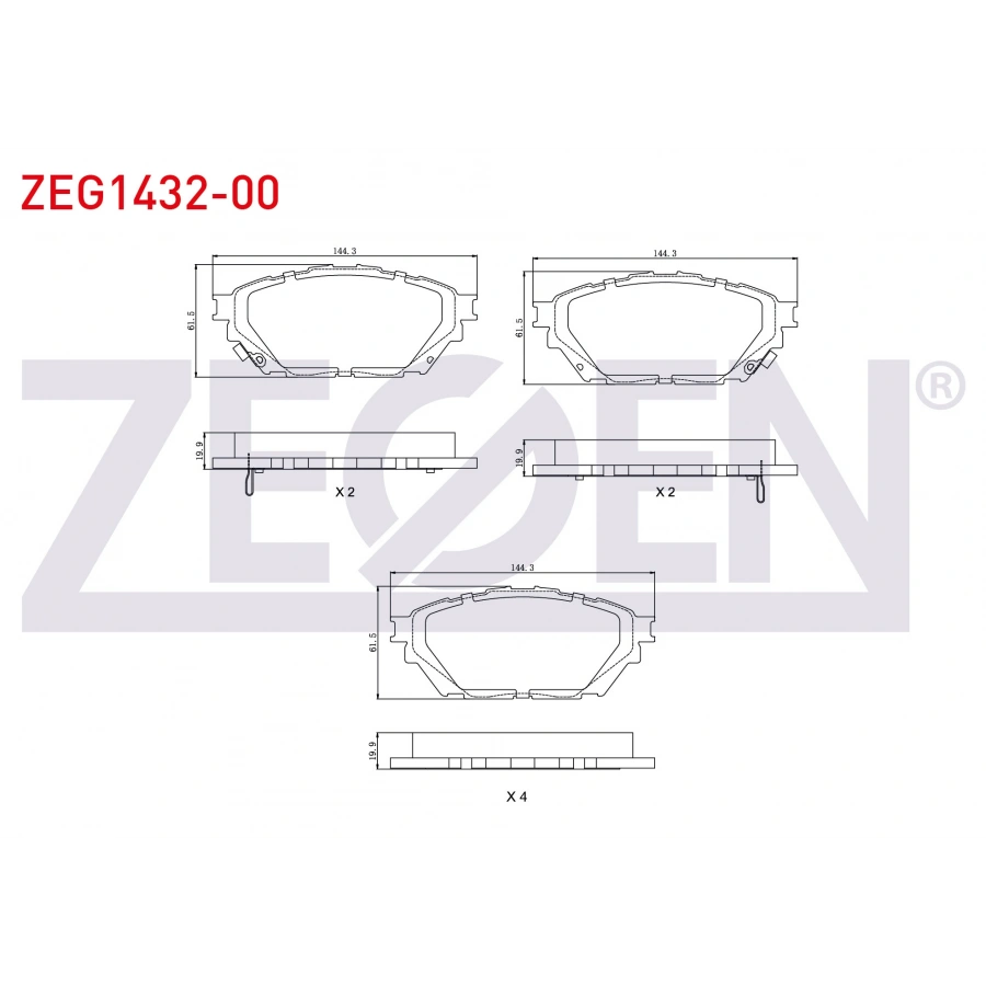 FREN BALATA IKAZLI ON (8 ADET) (SENSOR DELIKLI) MITSUBISHI CANTER FUSO (FE511-711) EURO 5, 6 2005-2012 / PRESTIJ DELUXE 3.0 D 2005-2011