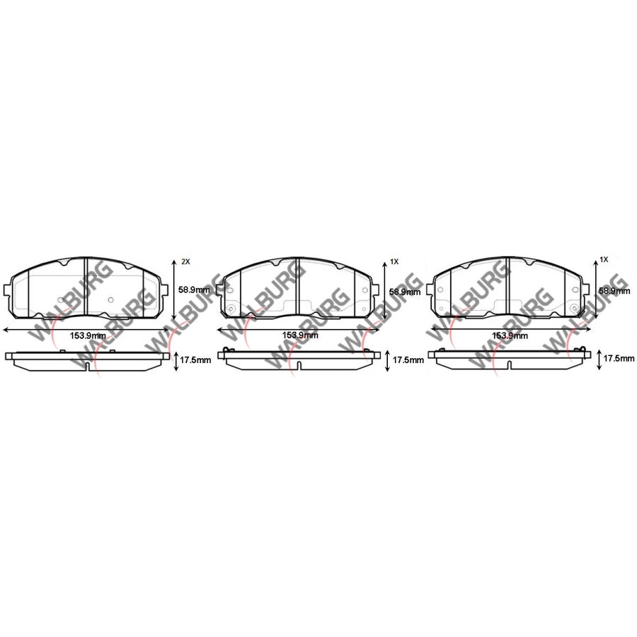 FREN BALATA IKAZLI ON HYUNDAI H100 (KAMYONET) 2.5 D 16.5mm 2004-