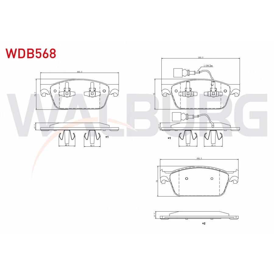 FREN BALATA ON FISLI VOLKSWAGEN TRANSPORTER VI 2.0 TDI 102 HP 2009- / TRANSPORTER VI 2.0 TDI BITDI 180 HP 2009- / TRANSPORTER VI 2.0 TDI 140 HP 2009-
