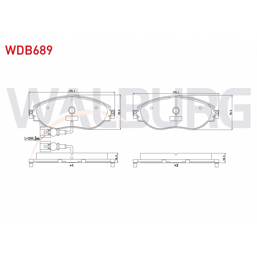 FREN BALATA ON FISLI VW PASSAT (3C5) 1.4 TSI 2008-2012/ 1.6 TDI 2008-2012/ 2.0 TDI 2008-2012/ GOLF VII (5G1) 2.0 TSI 2012-/ PASSAT (3G2) 2.0 TDI 2014-/ SEAT LEON 2.0 TFSI 2012-/ AUDI A3 2.0 TFSI 2012-
