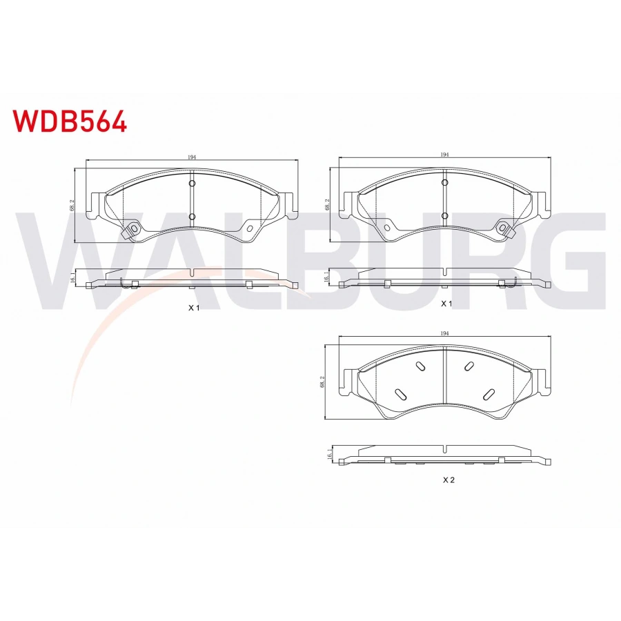 FREN BALATA ON IKAZLI FORD RANGER (TKE) 2.2 TDCI 4X4 2011- / RANGER (TKE) 2.5 TDCI 4X4 2011- / RANGER 3.0 TDCI 4X4 2011- / MAZDA BT-50 2.5 CD 4X4 2006-
