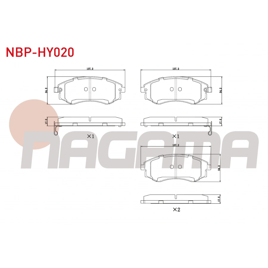 FREN BALATA ON IKAZLI HYUNDAI ELANTRA I-II 1.5 1990-2000/ 1.6i 16v 1990-2000/ SONATA I 2.0i 16v 1988-1993/ MAGENTIS 2.0 CRDI 2001-2005/ 2.0i 16v 2001-2005/ SSANGYONG KORANDO (KJ) 2.9 D 1996-2010