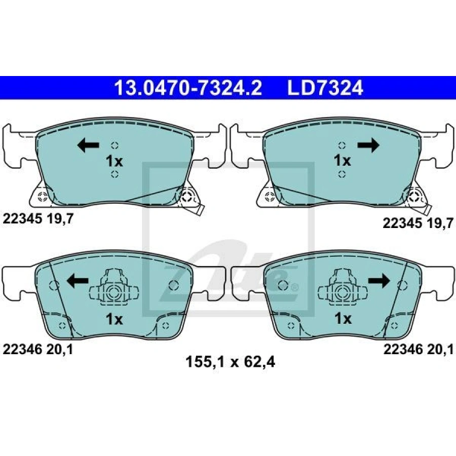 FREN BALATASI ÖN ASTRA K 15 15 İNC 155.2x58.9x19.8
