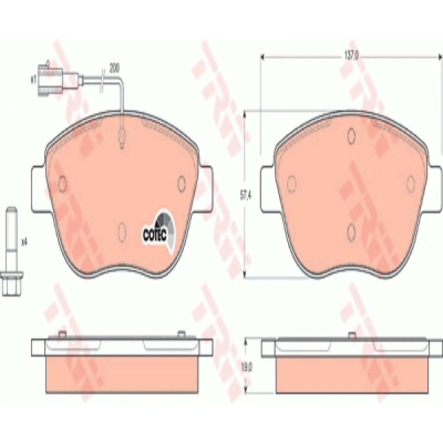 FREN BALATASI ÖN BÜYÜK TIP TEK FISLI DOBLO III/LINEA/STILO/CORSA D/307/C4 BM 07-