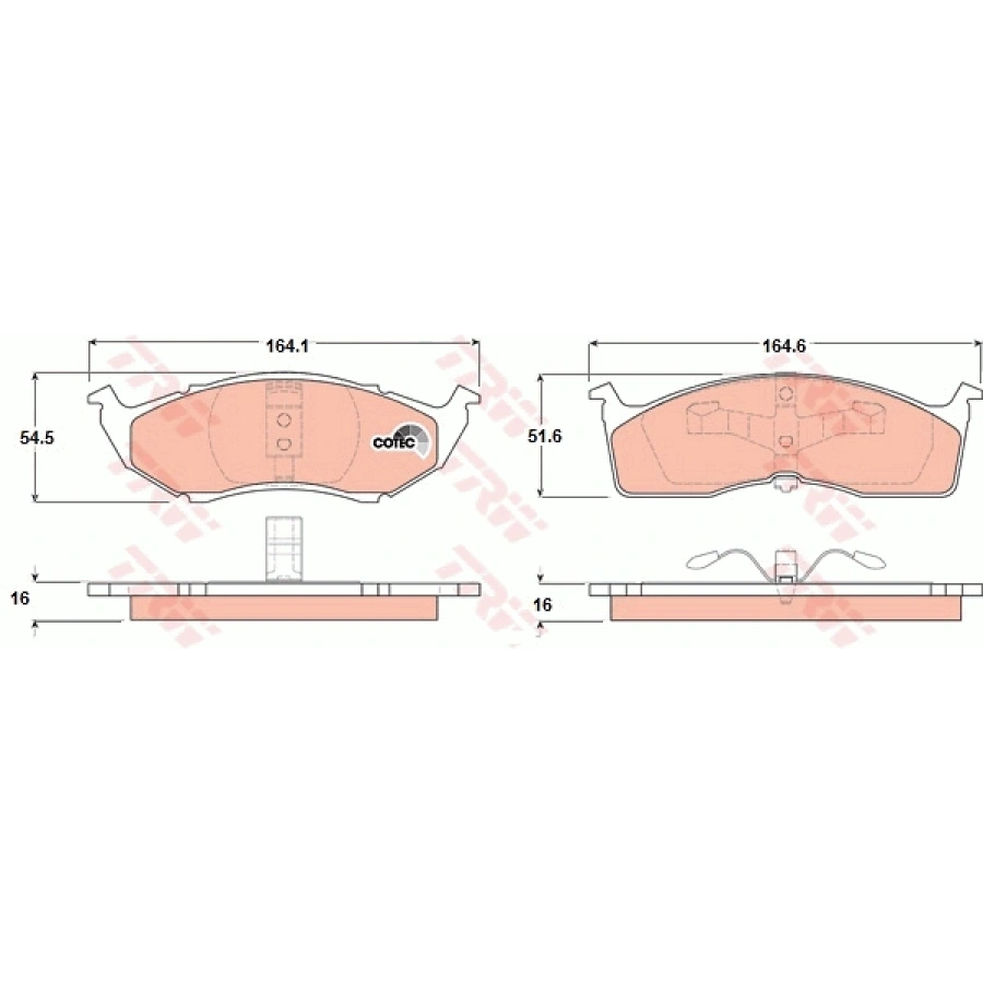 FREN BALATASI ÖN CHRYSLER CONCORDE 1992 - 2003, NEW YORKER 1993 - 1998, VOYAGER III 1995 - 2001, 300 M 1998 - 2004 BM 95-