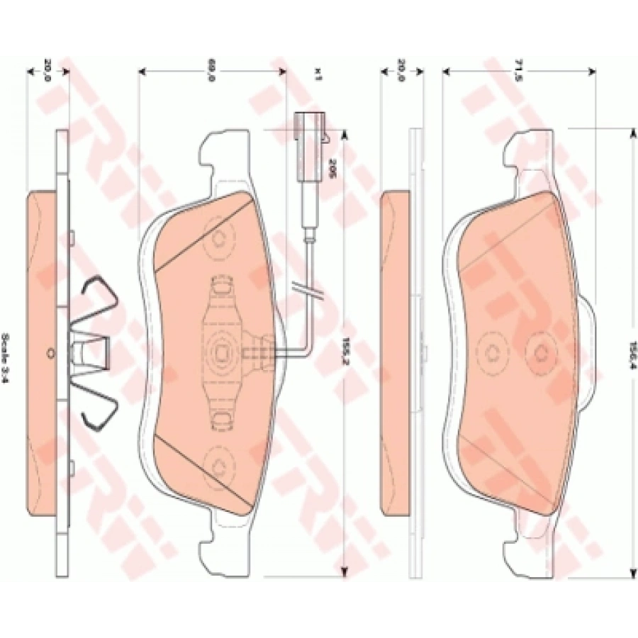 FREN BALATASI ÖN ÇIFT FISLI KULAKLI TIP DOBLO III/COMBO/DELTA 1.6 09-