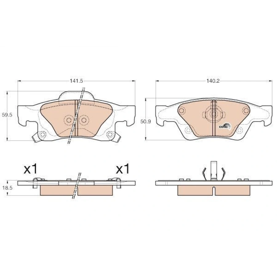 FREN BALATASI ÖN KULAKSIZ 19MM - CADDY 9603 GOLF 8098 POLO 9502 A4 9597 A80 9296